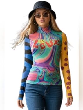 Sheer Slim Fit Graphic Print Top